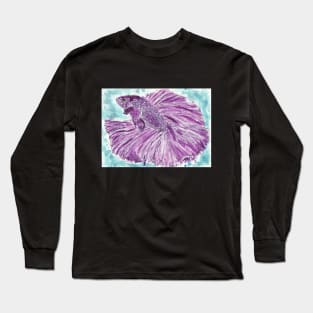 Purple Betta fish Long Sleeve T-Shirt